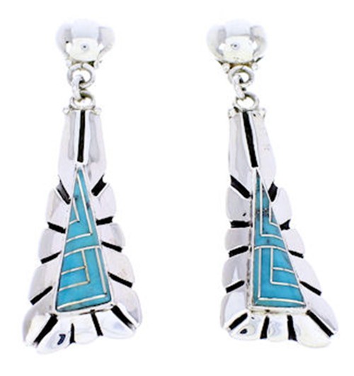 Southwestern Jewelry Turquoise And Silver Post Dangle Earrings AW71232