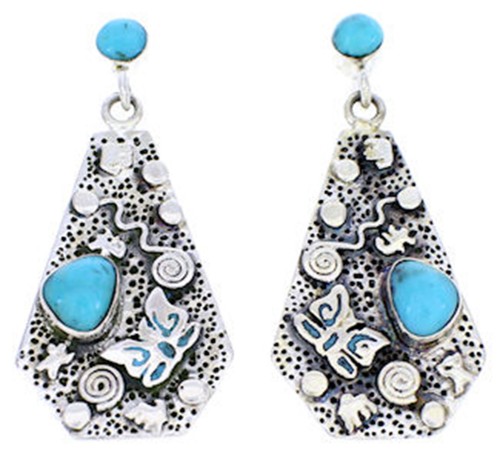 Turquoise Butterfly Sterling Silver Post Dangle Earrings AW71121