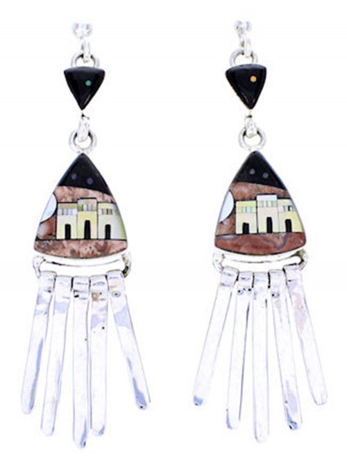 Multicolor Native American Pueblo Or Village Design Earrings YS71378