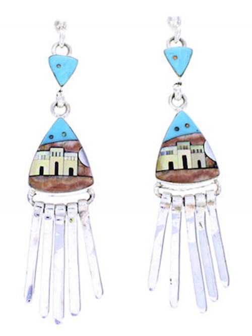 Multicolor Native American Pueblo Or Village Design Earrings YS71381