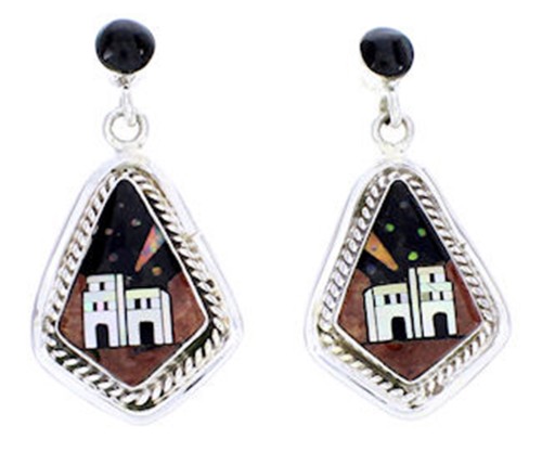 Multicolor Silver Native American Design Jewelry Earrings YS71396