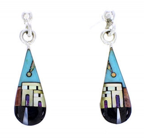 Multicolor Native American Village Design Jewelry Earrings YS71399