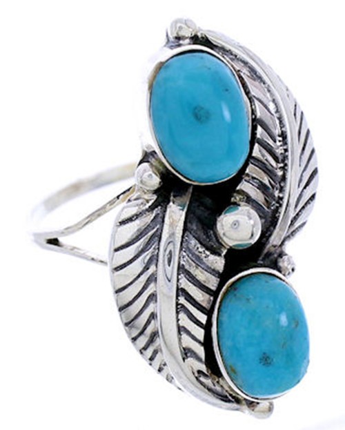 Southwest Turquoise Sterling Silver Jewelry Ring Size 7-1/4 AW71927