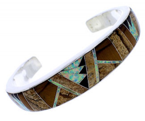 Whiterock Multicolor Inlay Silver Rocky Trails Cuff Bracelet YS71837