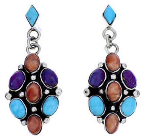 Sterling Silver Jewelry Multicolor Post Dangle Earrings DW71844