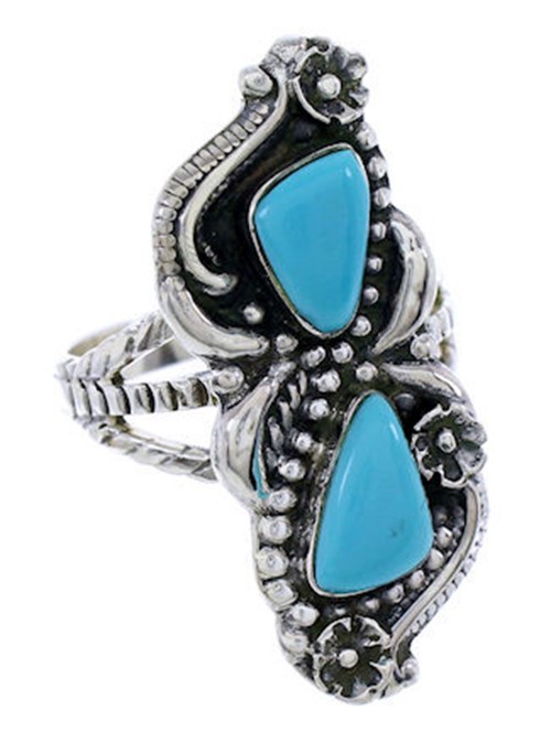 Southwestern Turquoise Sterling Silver Ring Size 8-3/4 PS72238