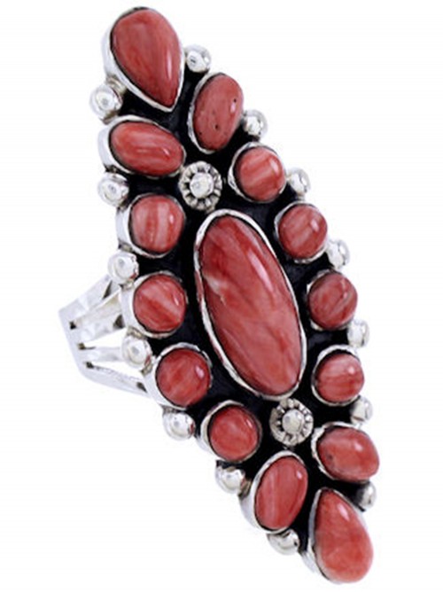 Red Oyster Shell Jewelry Large Statement Ring Size 7-3/4 BW72063