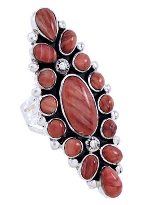 Southwest Red Oyster Shell Large Statement Ring Size 7-1/4 BW72072 