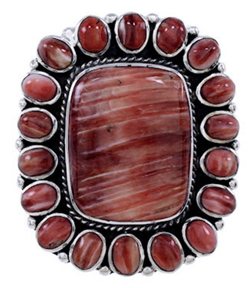 Southwest Red Oyster Shell Large Statement Ring Size 6-3/4 BW72077 