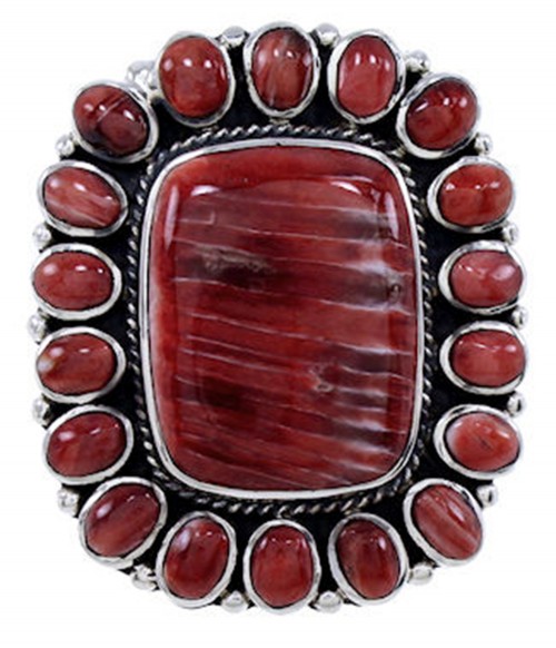 Southwest Red Oyster Shell Large Statement Ring Size 6-3/4 BW72082