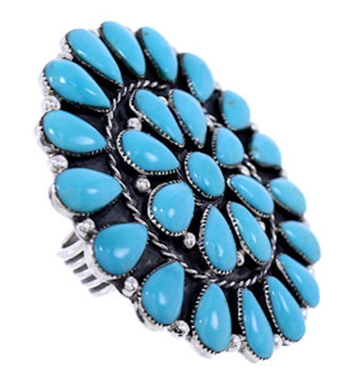 Turquoise Southwest Jewelry Large Statement Ring Size 6-3/4 YS71957