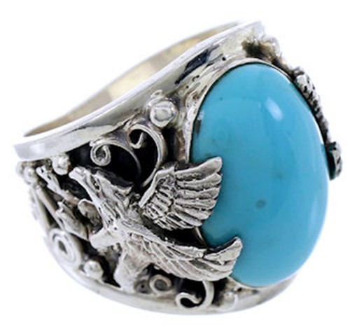 Eagle Silver Turquoise Ring Southwestern Jewelry Size 8-3/4 DW72183