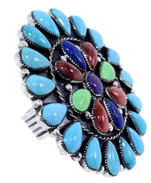 Sterling Multicolor Southwest Large Statement Ring Size 7-3/4 BW72221