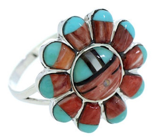 Multicolor Sun Silver Southwest Jewelry Ring Size 8-3/4 YS72203 