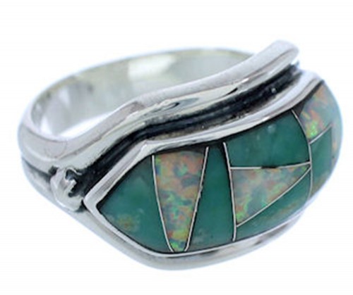 Turquoise Opal Inlay Silver Ring Size 5-3/4 BW72267