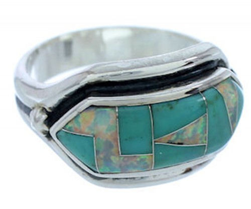 Silver Jewelry Turquoise Opal Southwest Ring Size 5-3/4 BW72300 