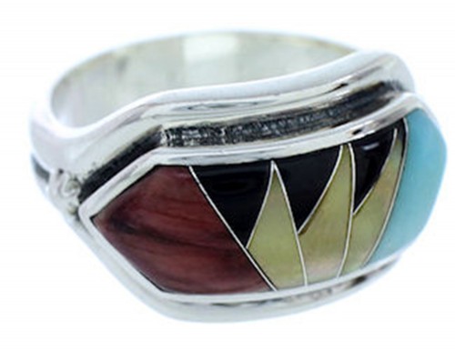 Southwest Silver Multicolor Ring Size 5-3/4 YS72349