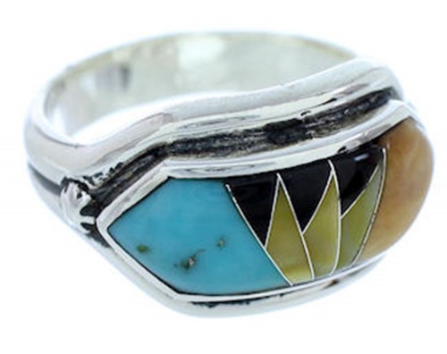 Southwest Multicolor Jewelry Sterling Silver Ring Size 8-1/2 YS72368