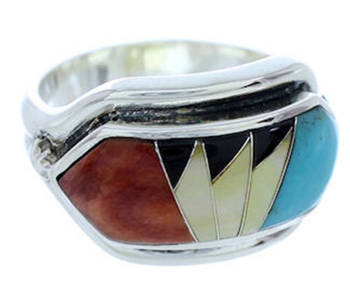 Southwest Jewelry Multicolor Inlay Ring Size 6-1/2 YS72404