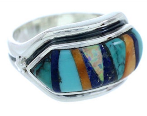 Multicolor Inlay Southwest Jewelry Ring Size 6-3/4 YS72427