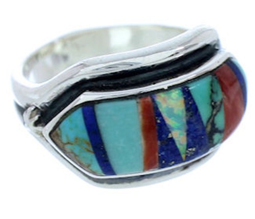 Multicolor Southwest Sterling Silver Jewelry Ring Size 8-1/4 YS72436