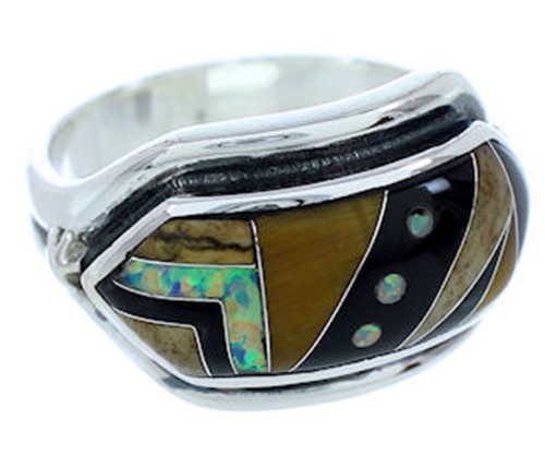 Sterling Silver Southwest Jewelry Multicolor Ring Size 6-1/2 YS72569