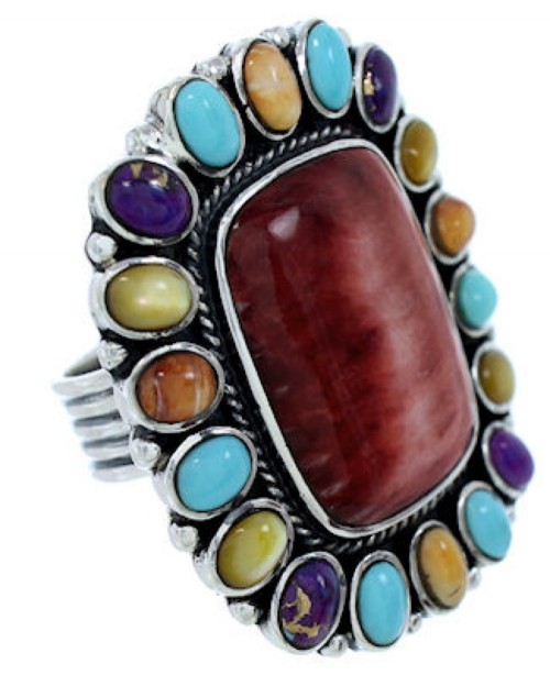 Multicolor Large Statement Sterling Silver Ring Size 9-3/4 BW72552