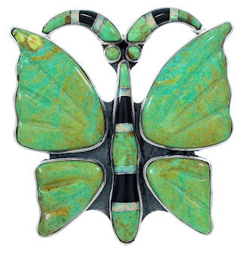 Multicolor Inlay Silver Butterfly Large Statement Ring Size 7 YS72611