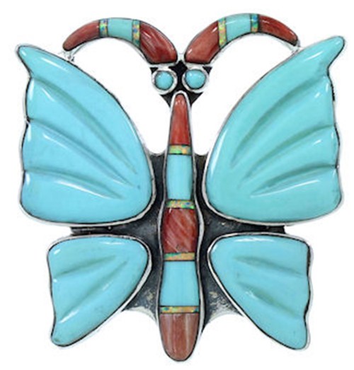 Southwest Multicolor Butterfly Large Statement Ring Size 6 YS72717