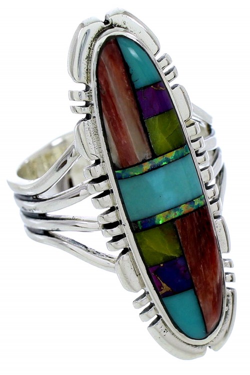 Southwestern Jewelry Multicolor Silver Ring Size 6-1/2 BW72865