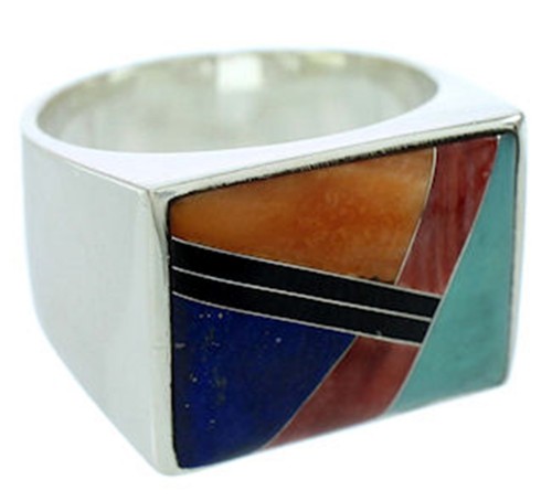 Sterling Silver Multicolor Inlay Southwest Ring Size 9-3/4 YS72840 