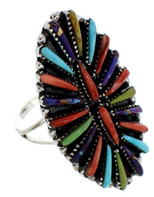 Southwest Silver And Multicolor Jewelry Ring Size 6-3/4 BW73095