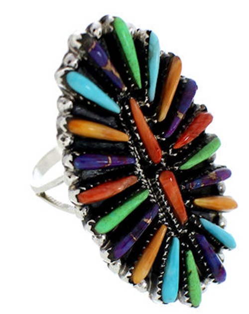 Multicolor And Sterling Silver Ring Size 6-3/4 BW73114