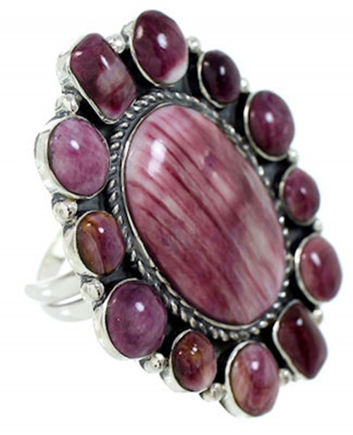 Large Statement Purple Oyster Shell Silver Ring Size 7-1/4 BW72925