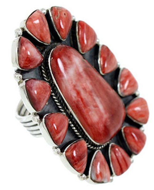 Large Statement Piece Red Oyster Shell Jewelry Ring Size 9-1/2 BW72933