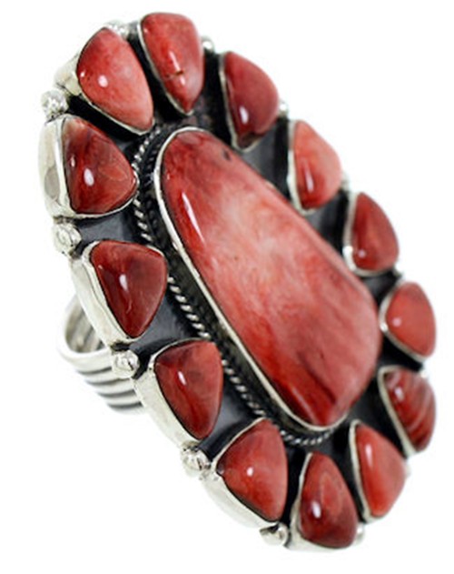 Jewelry Red Oyster Shell Large Statement Ring Size 7-1/4 BW72953