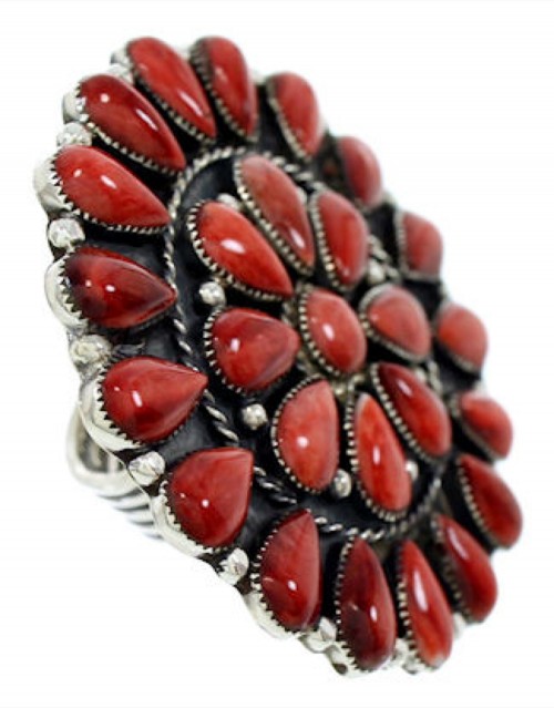 Southwest Jewelry Red Oyster Shell Large Statement Ring Size 7 BW72967