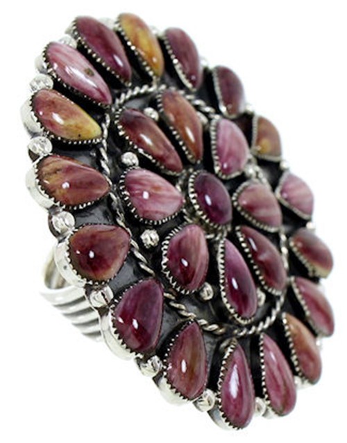 Purple Oyster Shell Large Statement Silver Ring Size 6-3/4 BW73000
