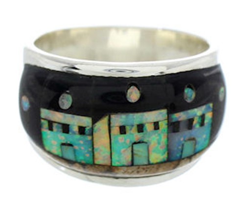 Multicolor Silver Native American Design Ring Size 6-1/2 MW73677