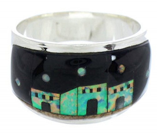 Silver Multicolor Native American Design Ring Size 6-1/2 MW73786