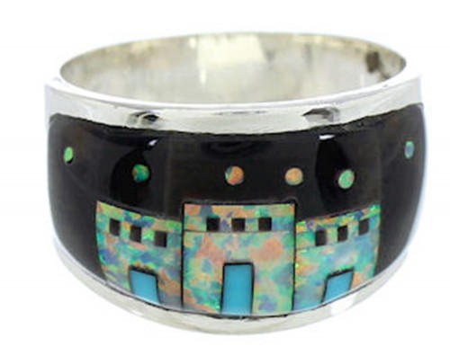 Native American Village Design Multicolor Ring Size 5-3/4 MW73703