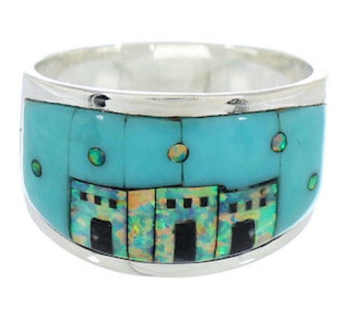 Multicolor Jewerly Native American Design Ring Size 7-3/4 YS73088