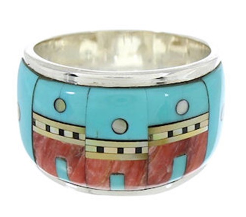 Native American Village Design Multicolor Ring Size 7-1/4 YS73144