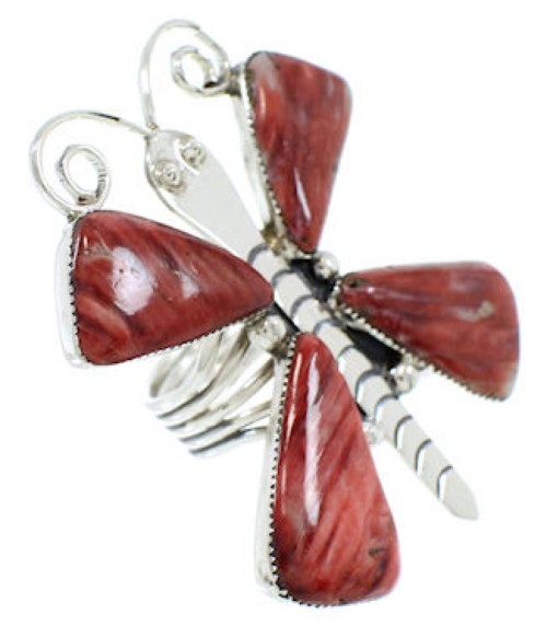 Red Oyster Shell Large Statement Butterfly Ring Size 8-1/2 PS72993