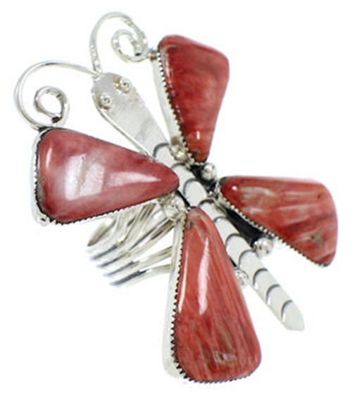 Large Statement Red Oyster Shell Butterfly Ring Size 8-3/4 PS72996