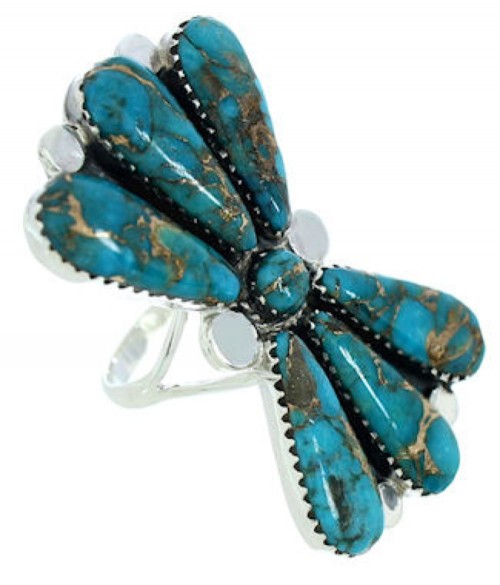 Turquoise Jewelry Large Statement Piece Ring Size 8-1/2 BW74446