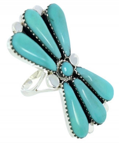 Turquoise Jewelry Large Statement Piece Ring Size 6-1/2 BW74455