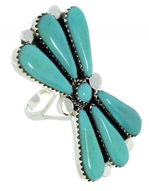 Turquoise Jewelry Silver Large Statement Ring Size 6-1/4 BW74467