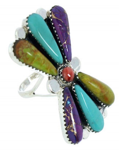 Sterling Silver Multicolor Large Statement Ring Size 7-1/4 BW74474 