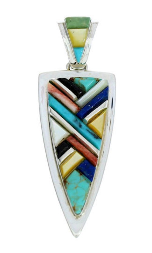 Southwestern Multicolor Sterling Silver Pendant AX23344